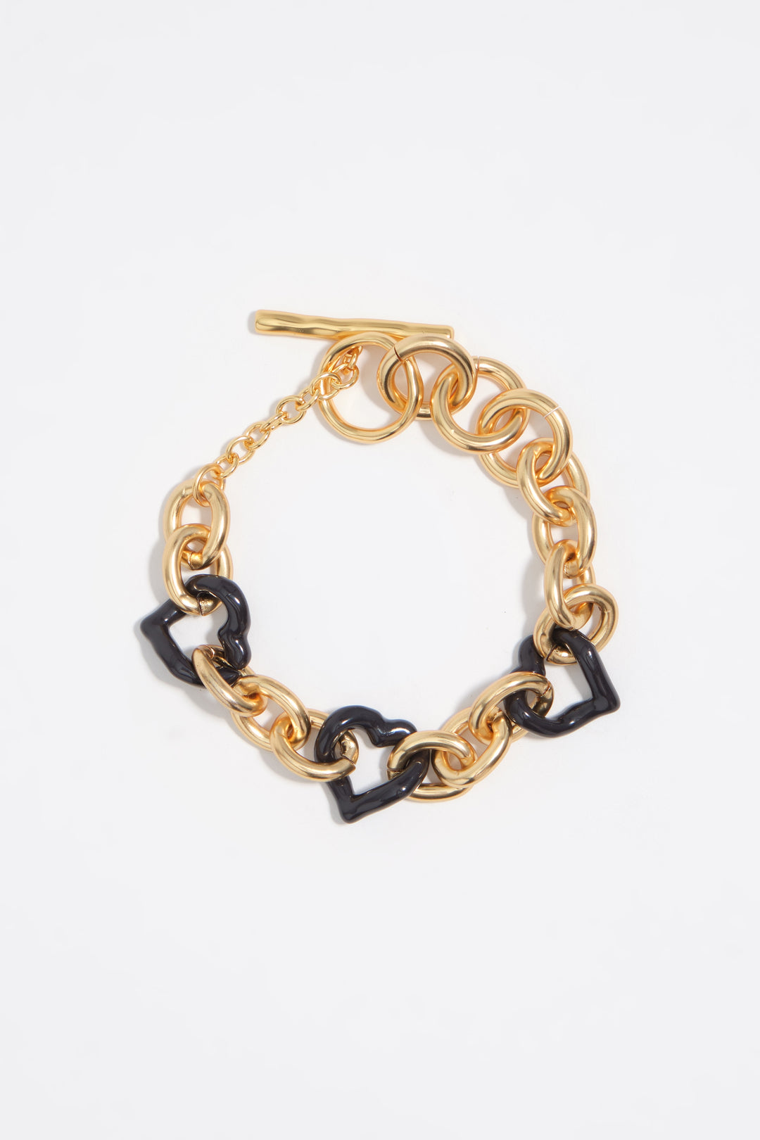 Heart bracelet with gold texture and brown enamel