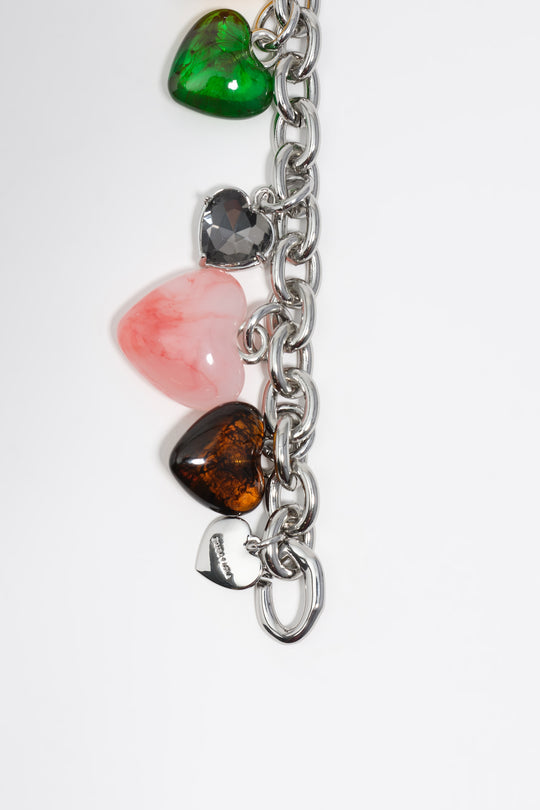 Multicolor resin hearts bracelet