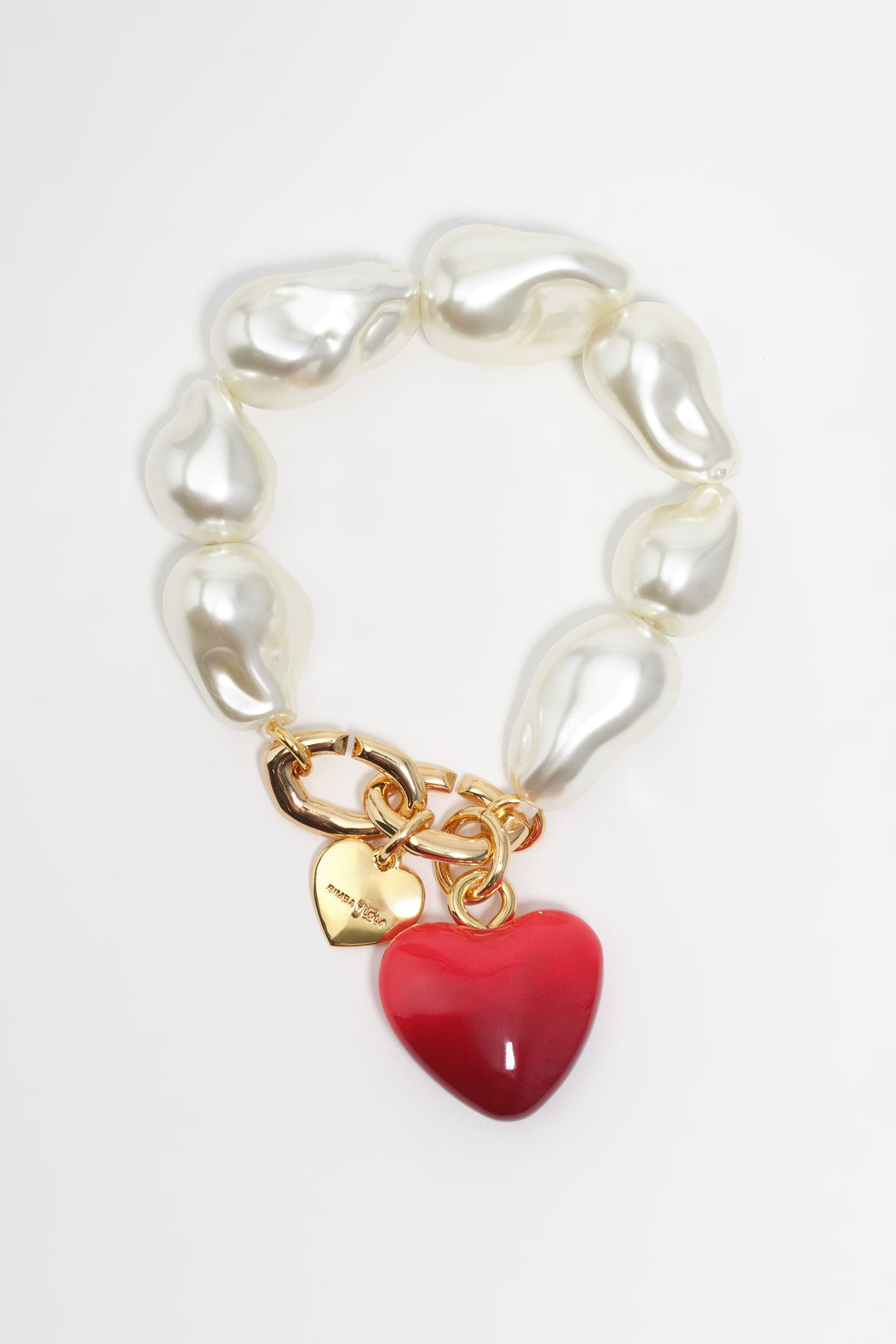 Pearls and red heart bracelet
