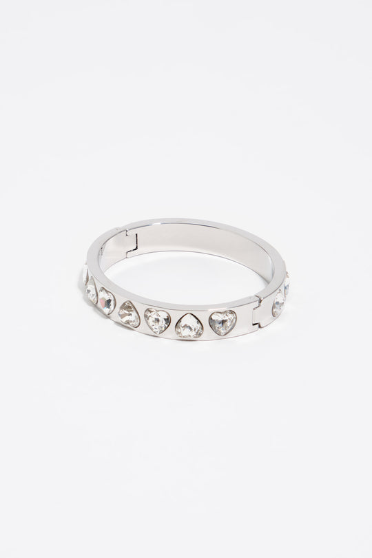 Silver heart crystal bracelet