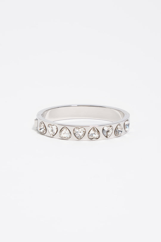 Silver heart crystal bracelet