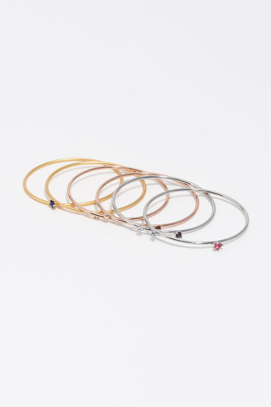 Set of 6 three-tone crystal heart bracelets