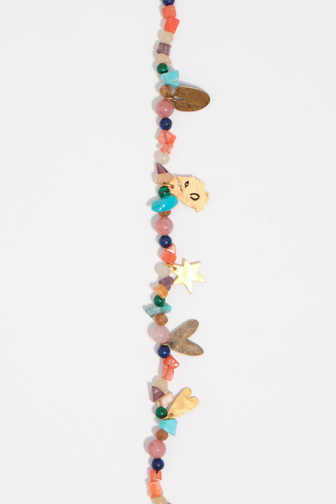 Necklace with metal silhouettes and multicolor stones