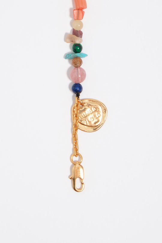 Necklace with metal silhouettes and multicolor stones