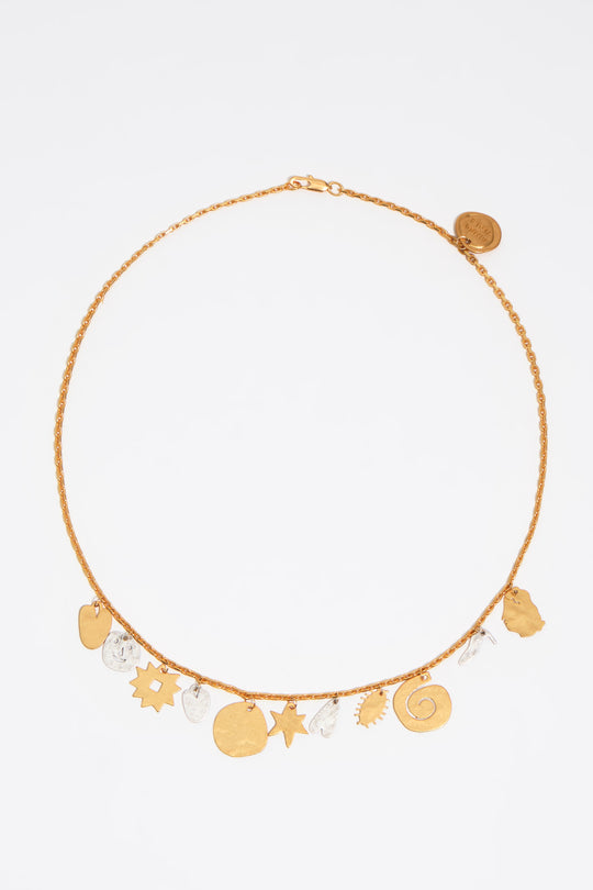 Two-tone metal silhouette necklace