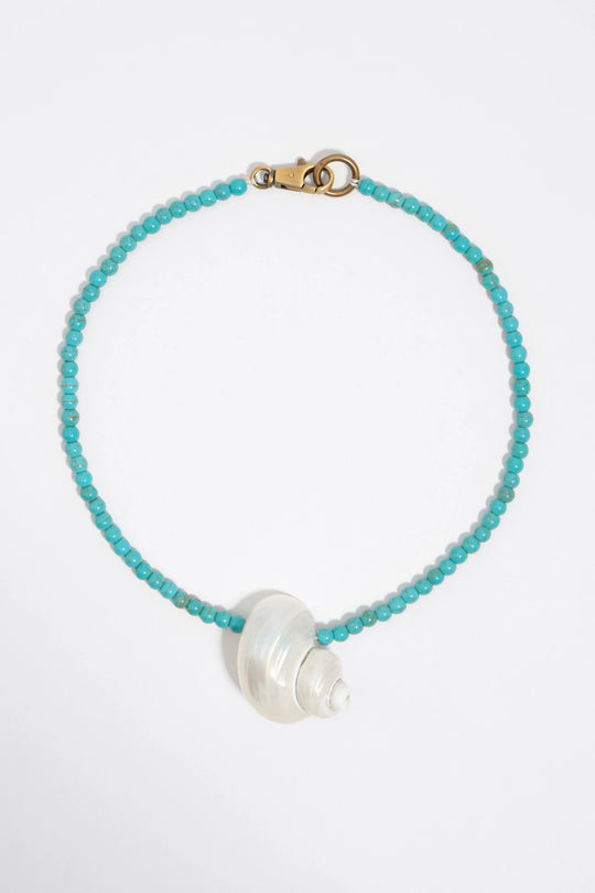 Necklace with natural seashell and turquoise stones