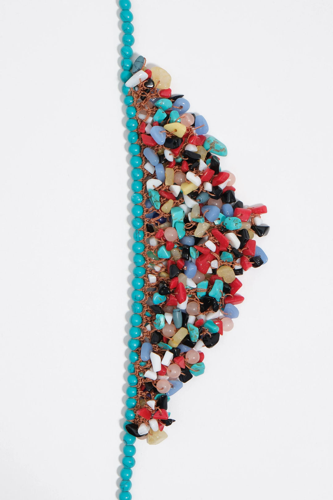 Turquoise stone and pearl necklace