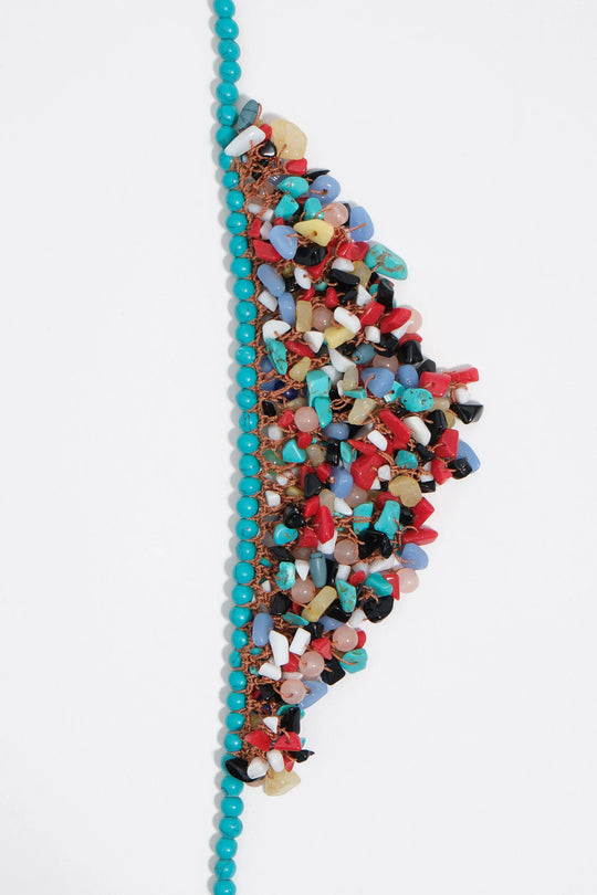 Turquoise stone and pearl necklace
