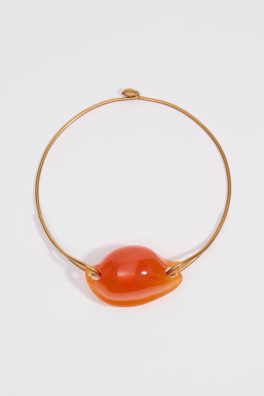 Orange resin seashell choker necklace