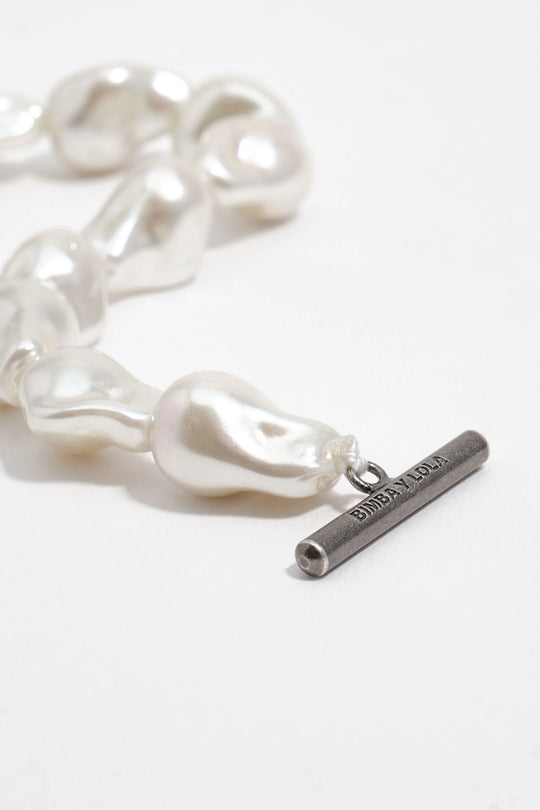 Pearl and enameled seashell necklace