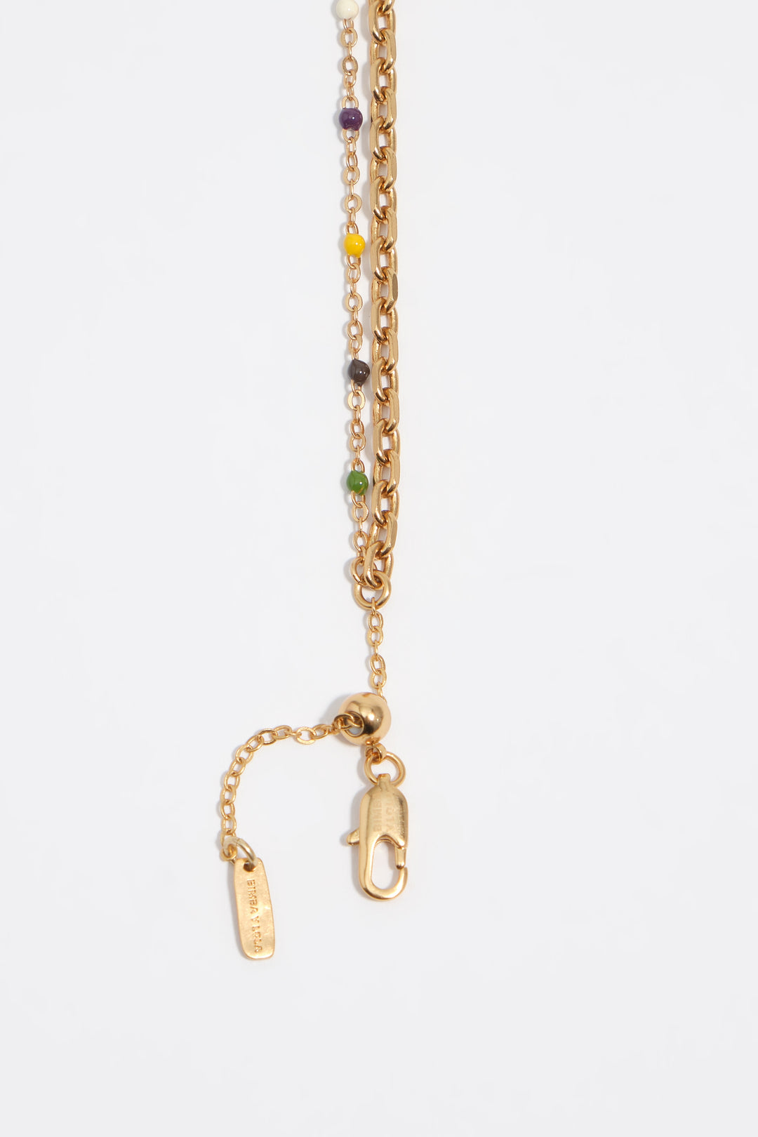 Multicolor stones double-layer chain necklace