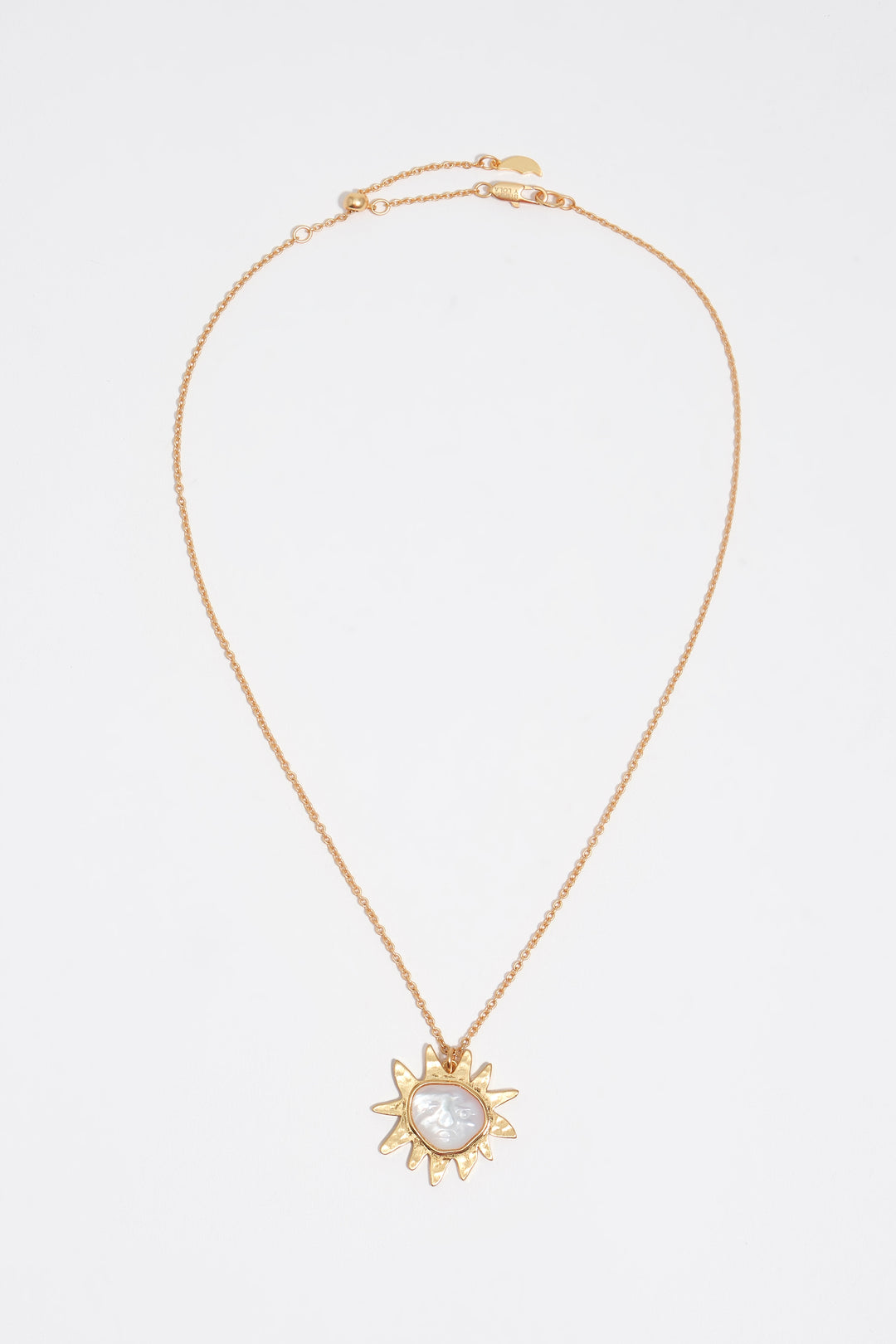 Brushed gold mother-of-pearl sun necklace
