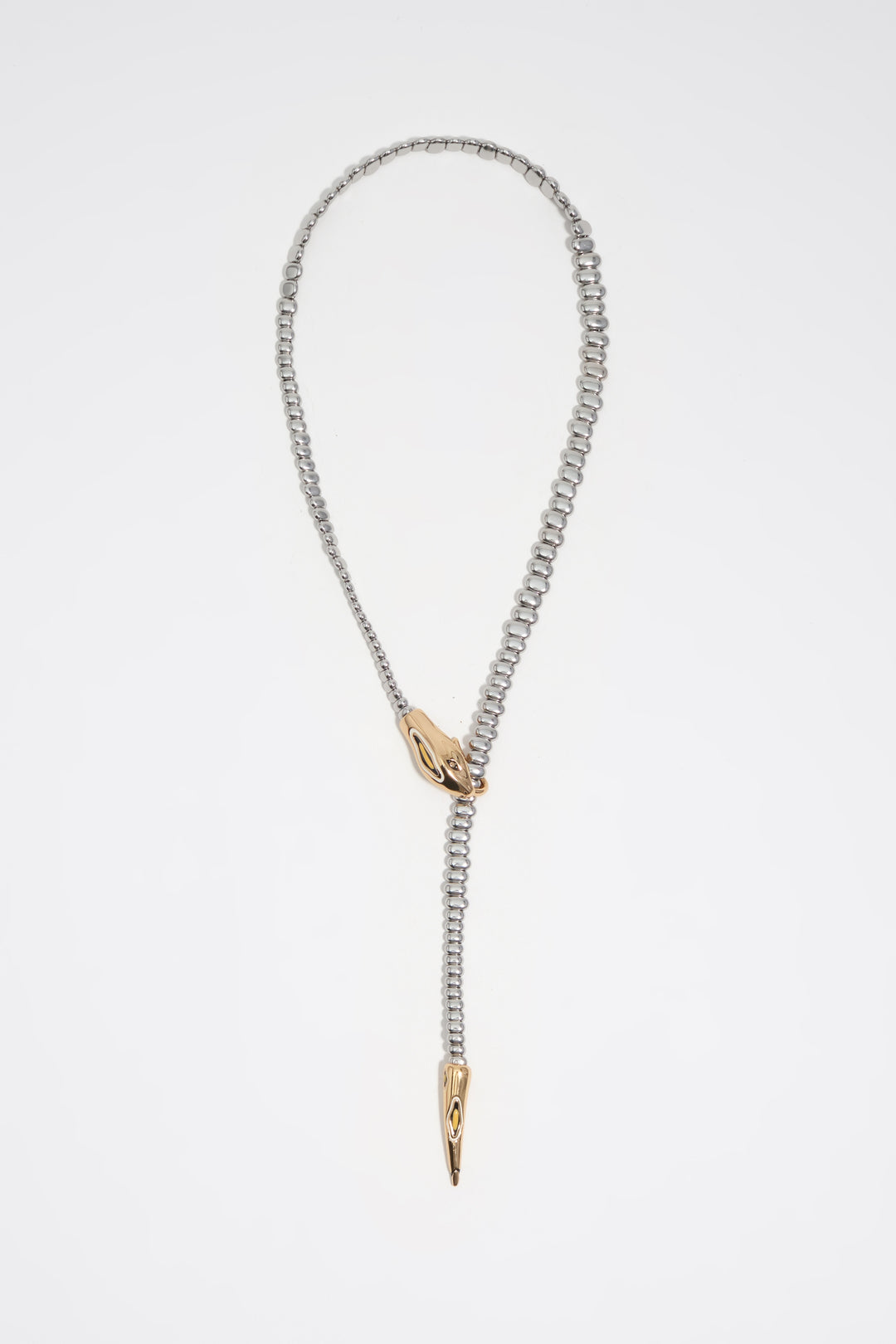 Silver and gold snake necklace