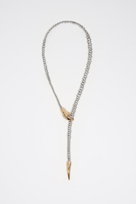 Silver and gold snake necklace
