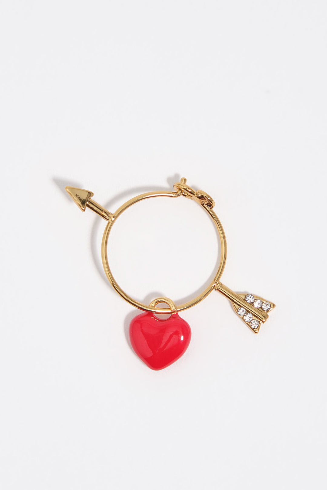 Red heart and arrow hoop earrings
