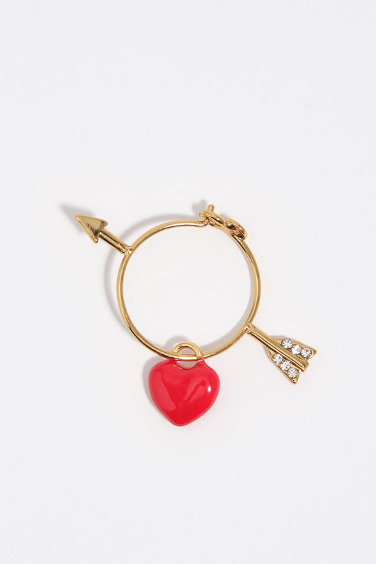 Red heart and arrow hoop earrings