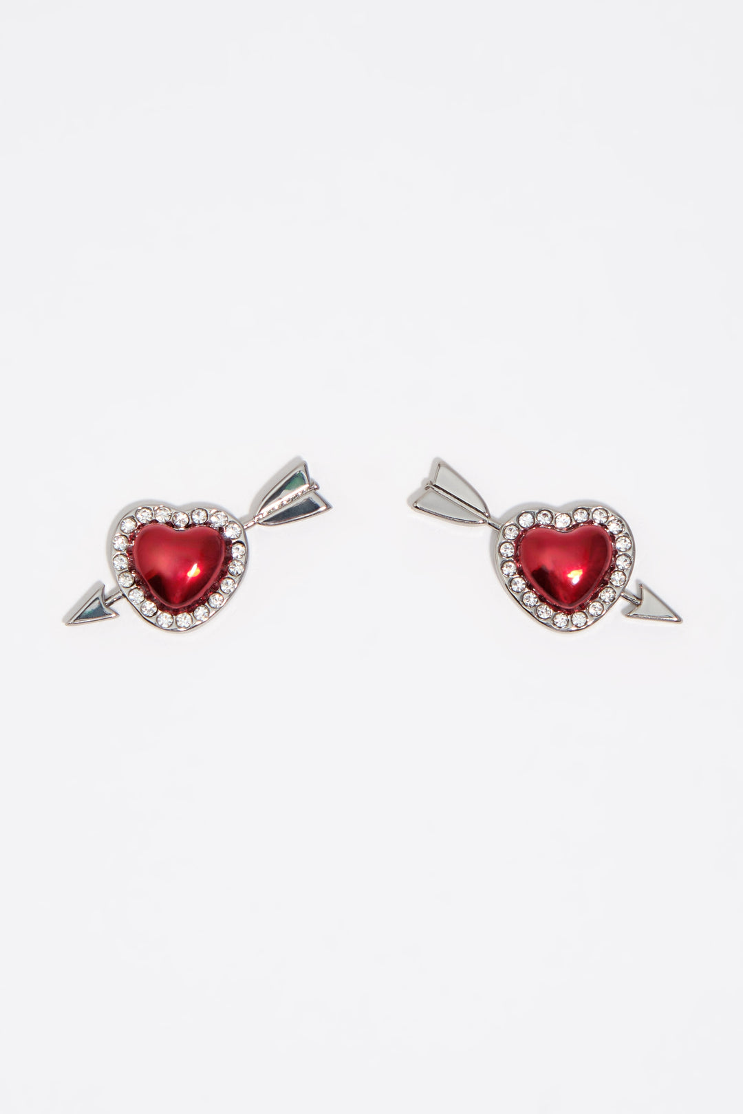 Red heart and arrow earrings