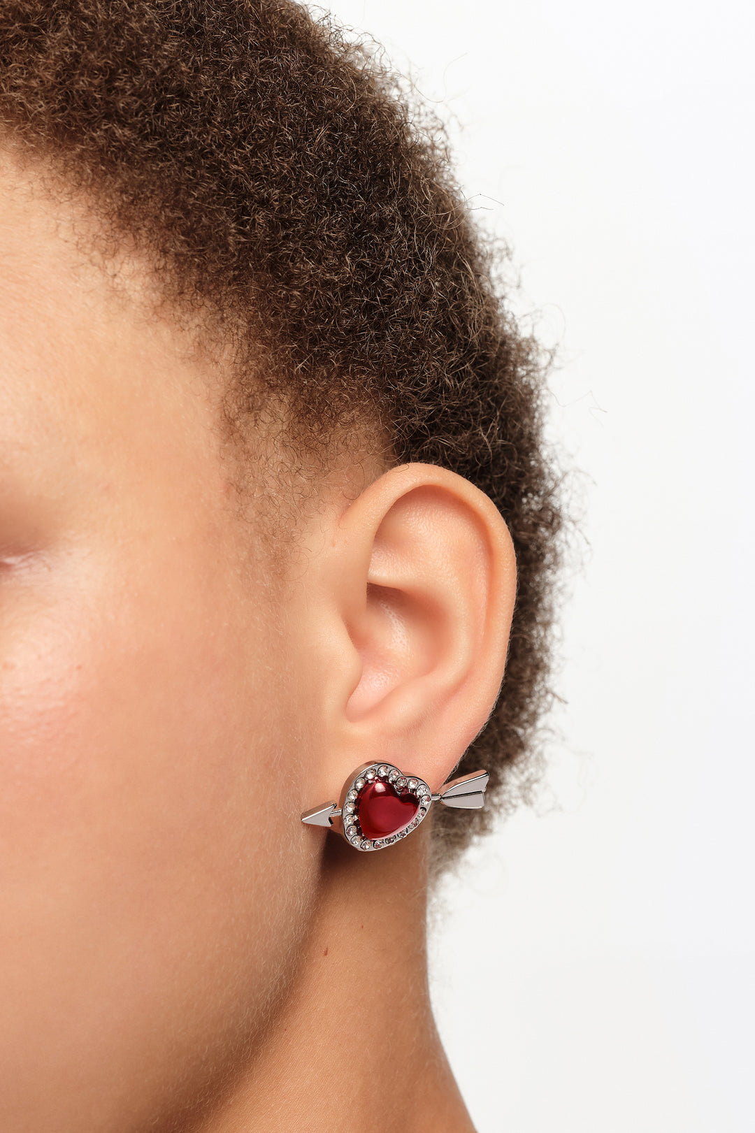 Red heart and arrow earrings