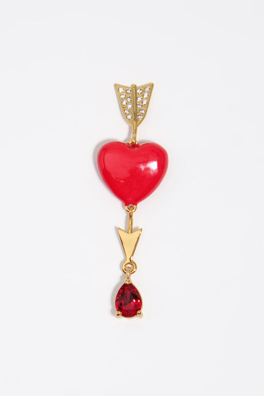 Gold heart and arrow earrings