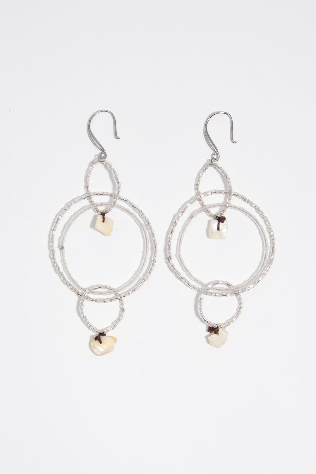 Silver beads and mother-of-pearl earrings