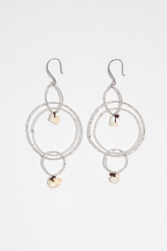Silver beads and mother-of-pearl earrings