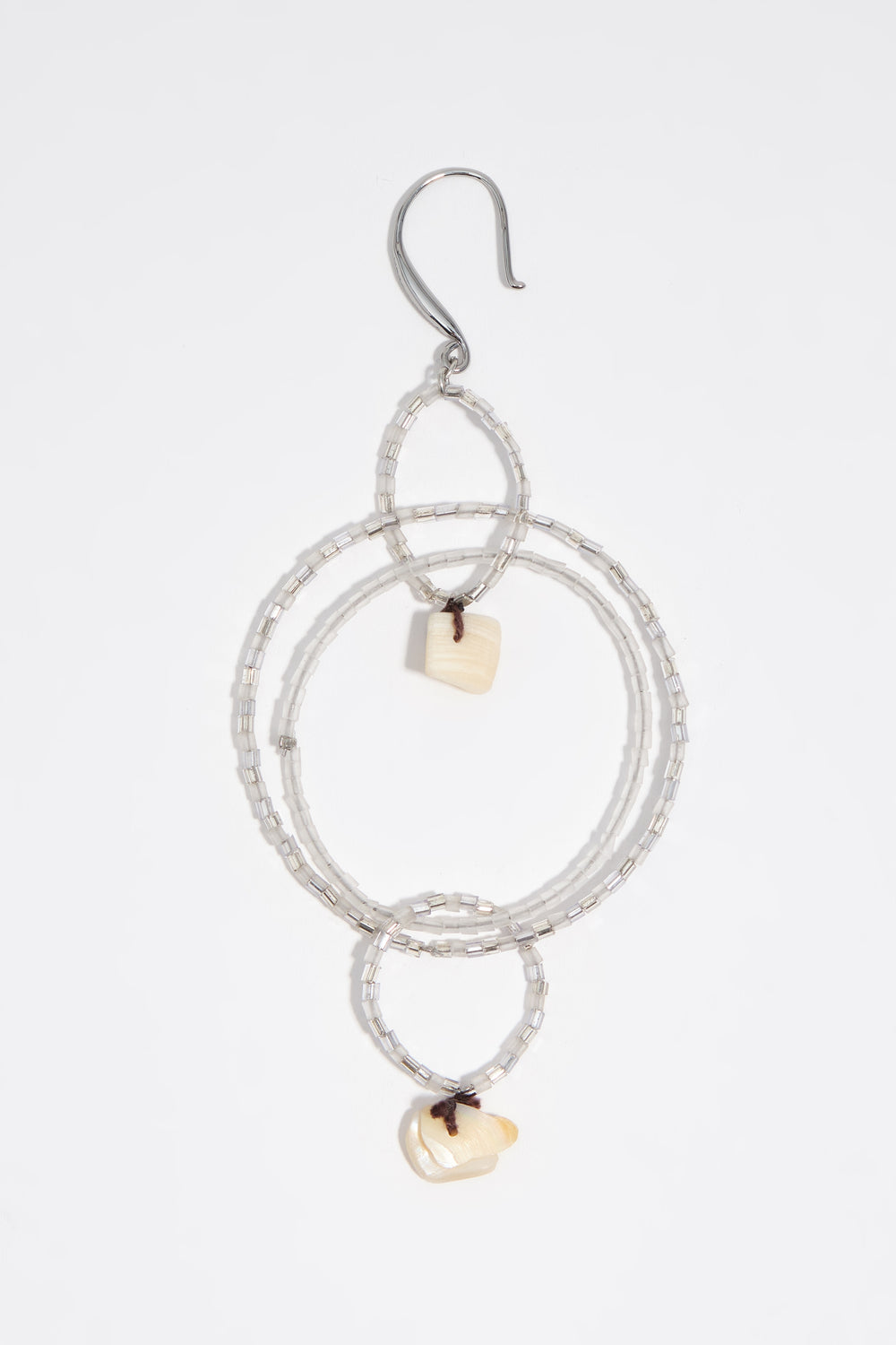 Silver beads and mother-of-pearl earrings