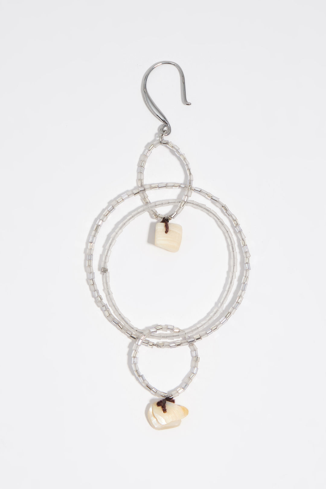 Silver beads and mother-of-pearl earrings