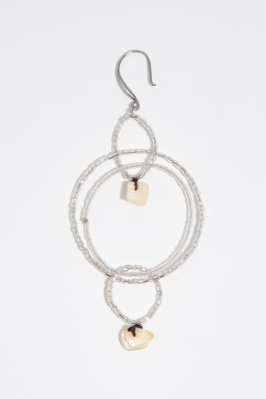 Silver beads and mother-of-pearl earrings