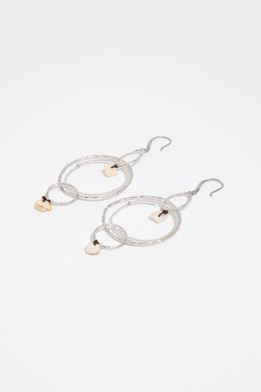 Silver beads and mother-of-pearl earrings