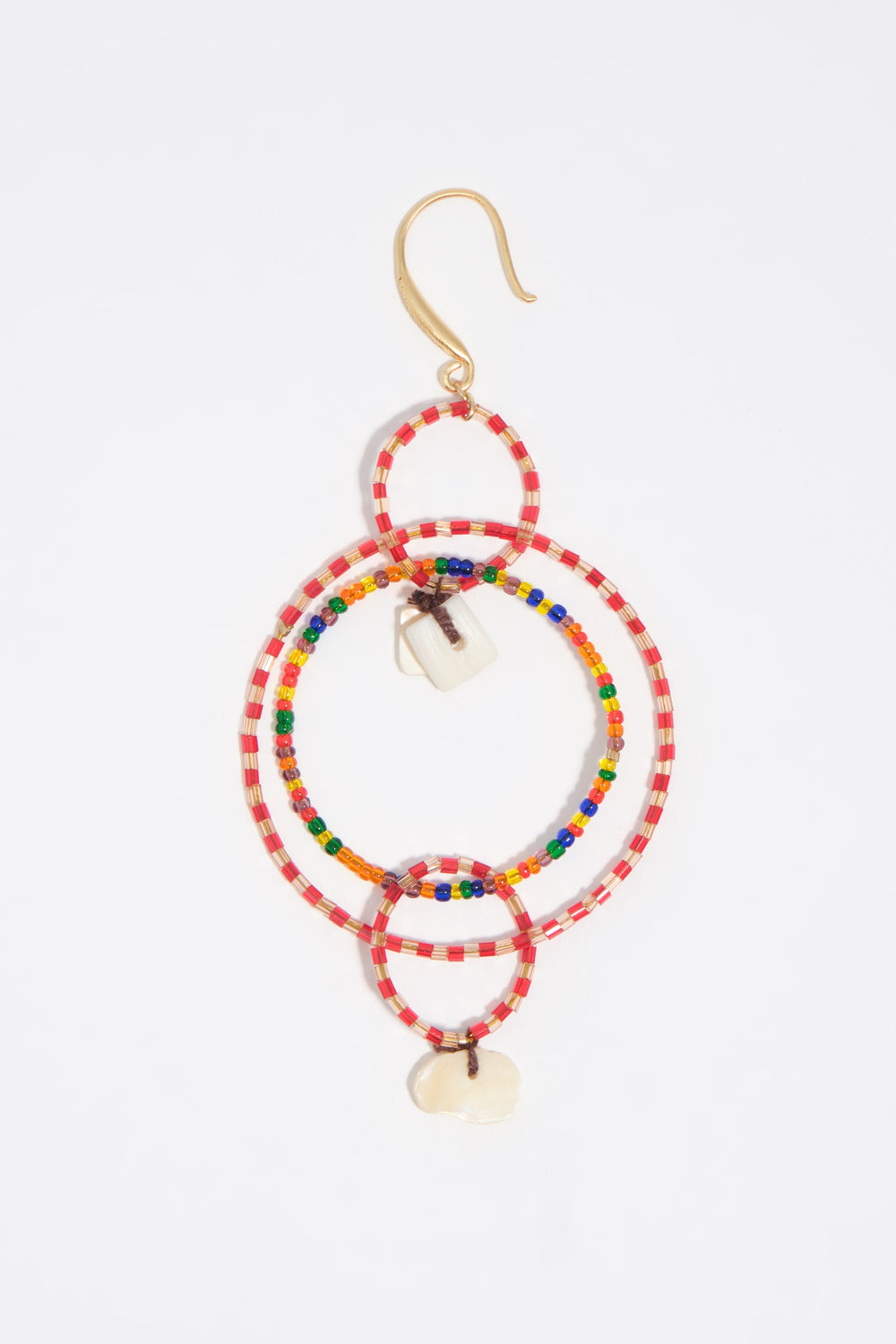 Multicolor beads and mother-of-pearl earrings