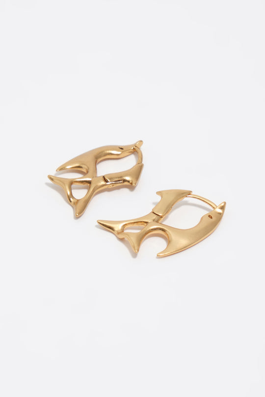 Fish-shaped gold hoop earrings