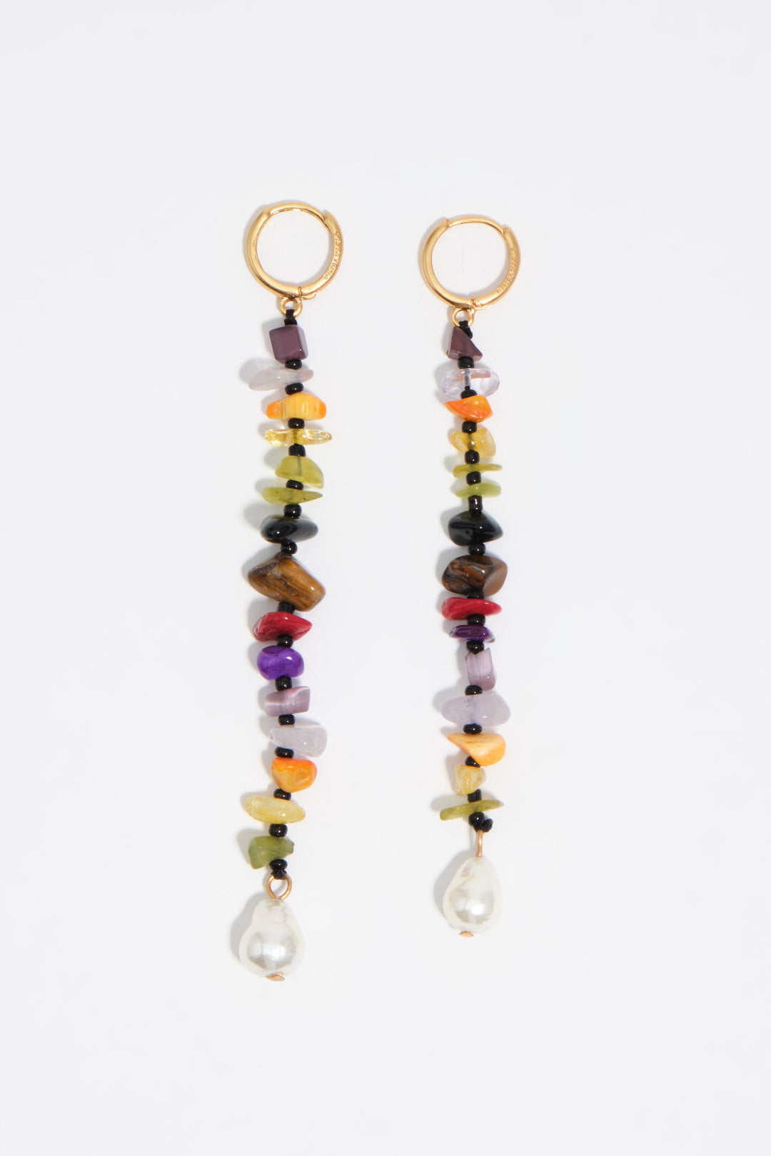 Multicolor stones hoop earrings