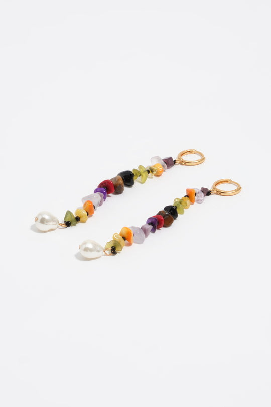 Multicolor stones hoop earrings