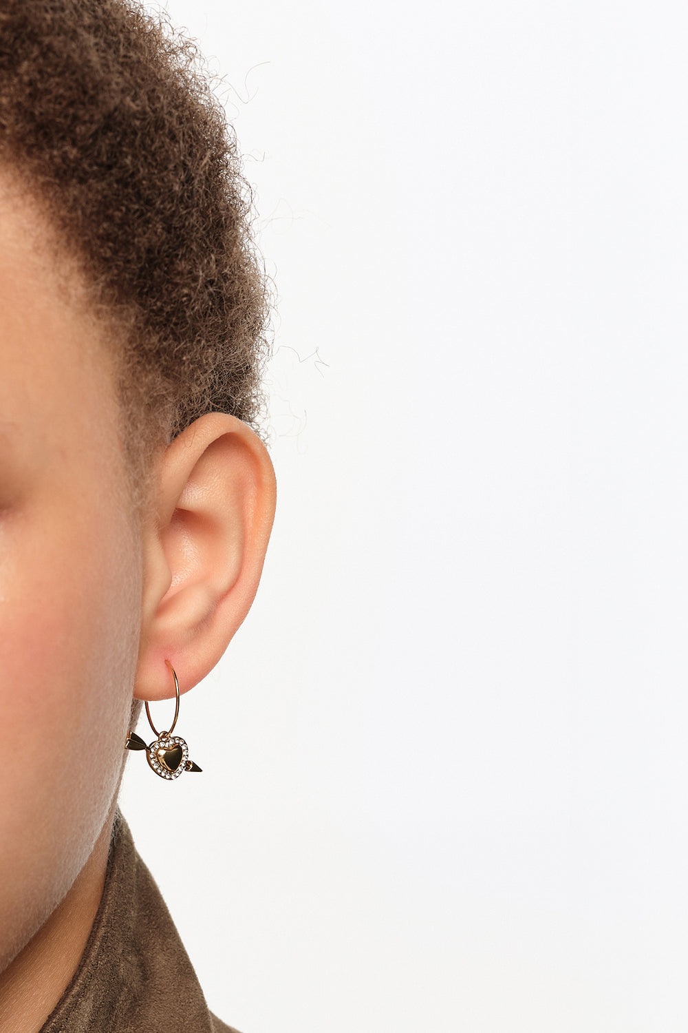 Gold heart and arrow hoop earrings