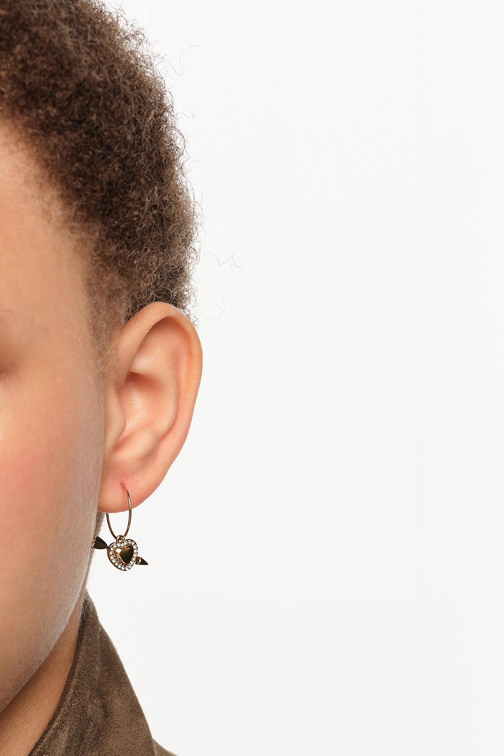 Gold heart and arrow hoop earrings