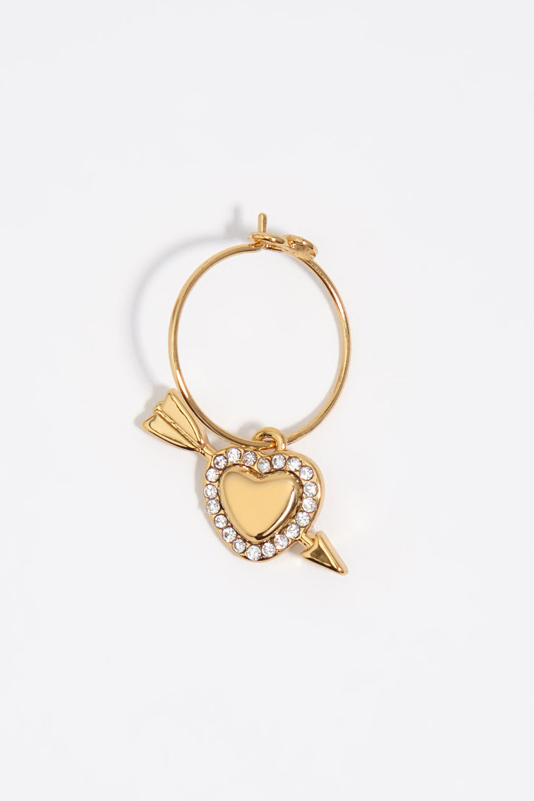 Gold heart and arrow hoop earrings