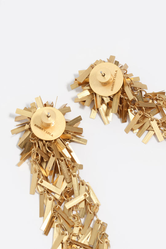 Aged gold metal chain earrings with fringe
