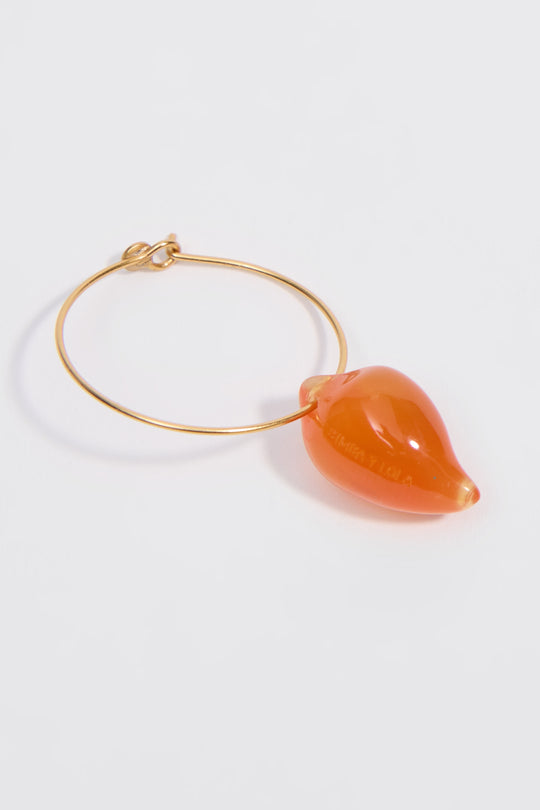Orange resin seashell hoop earrings