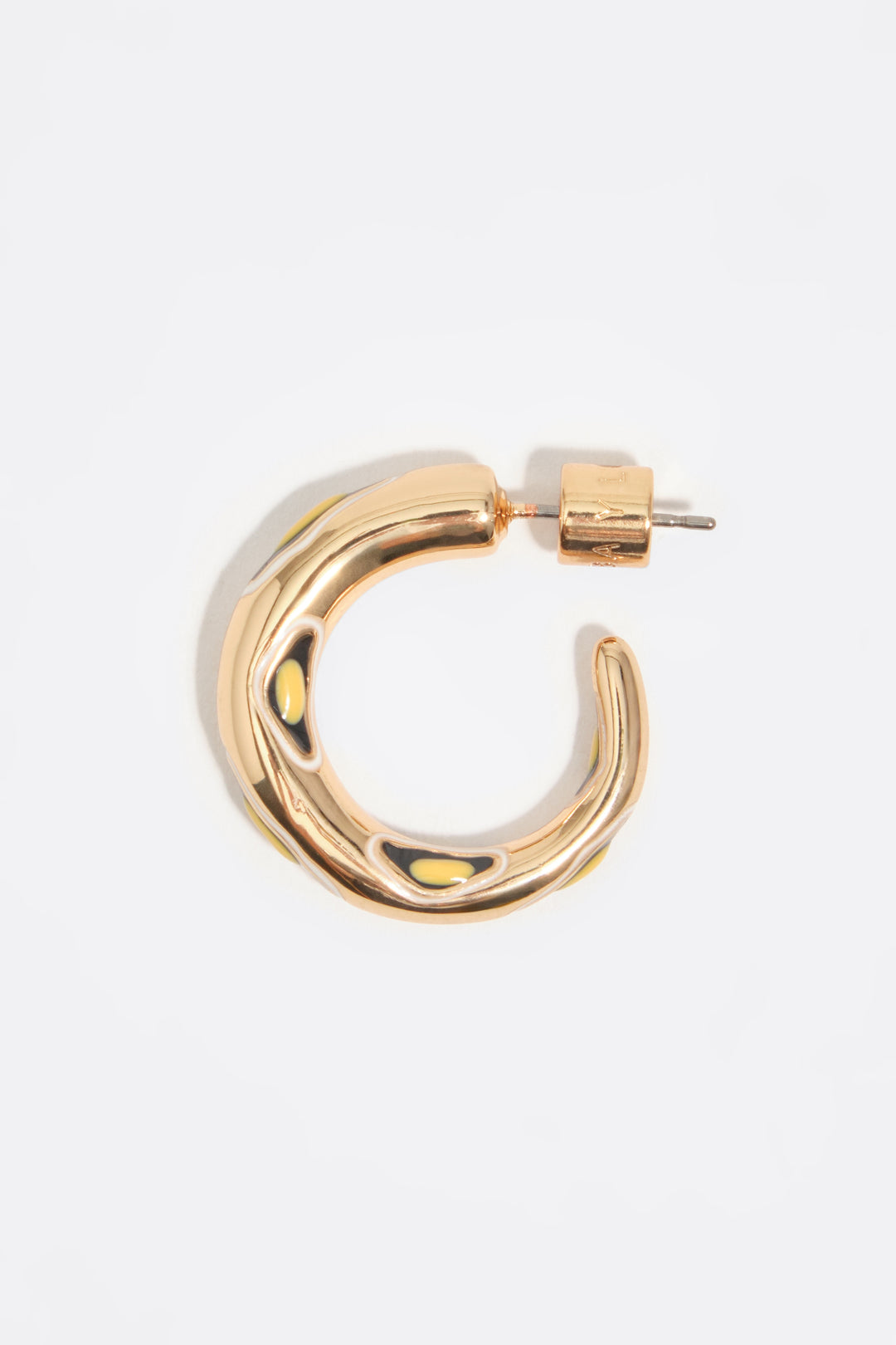 Gold enamel hoop earrings