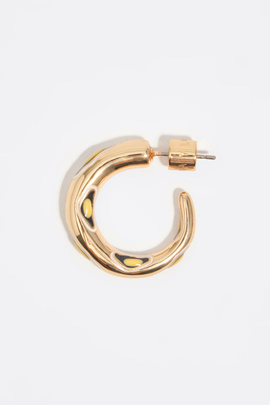 Gold enamel hoop earrings