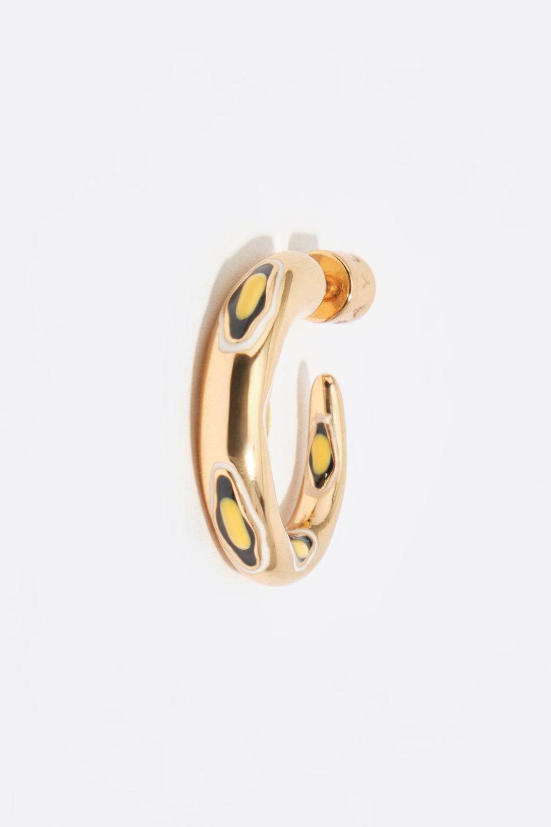 Gold enamel hoop earrings