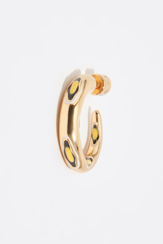 Gold enamel hoop earrings