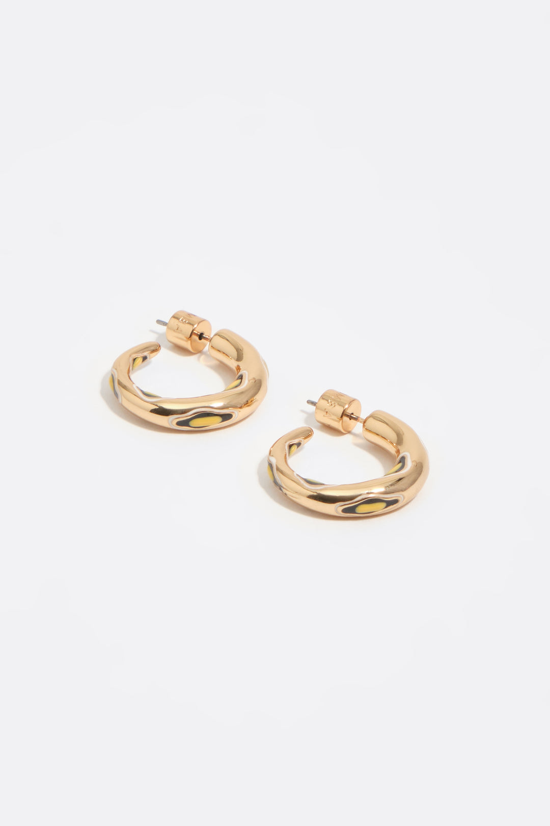 Gold enamel hoop earrings