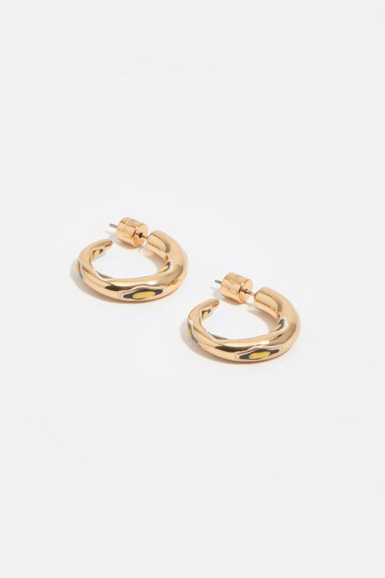 Gold enamel hoop earrings