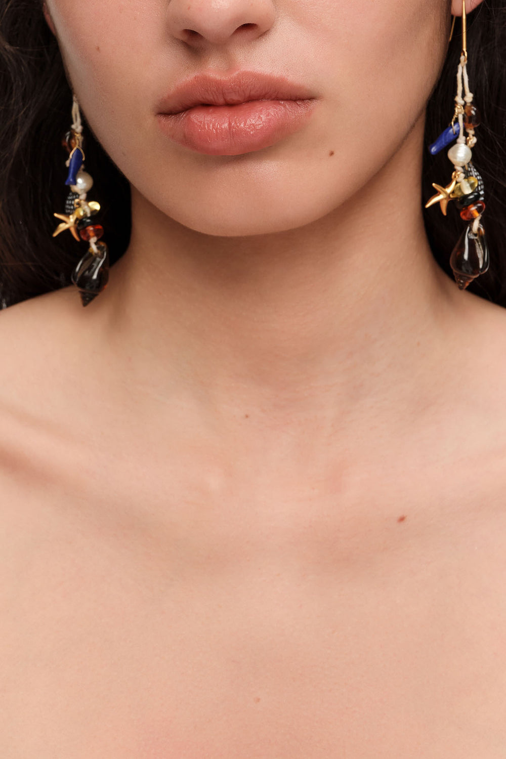 Amber starfish and seashell earrings
