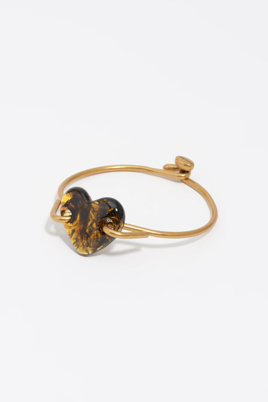 Amber resin heart bracelet