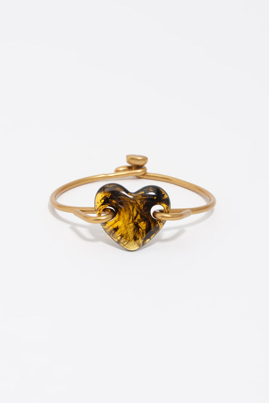 Amber resin heart bracelet