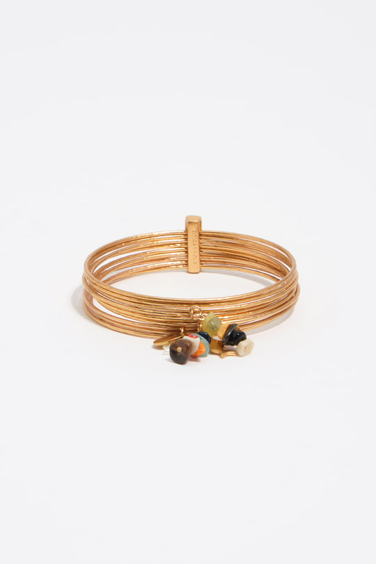 Bangle bracelet with aged gold stones texture