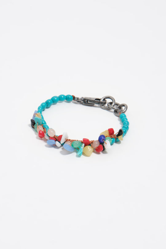 Turquoise stone and pearl necklace