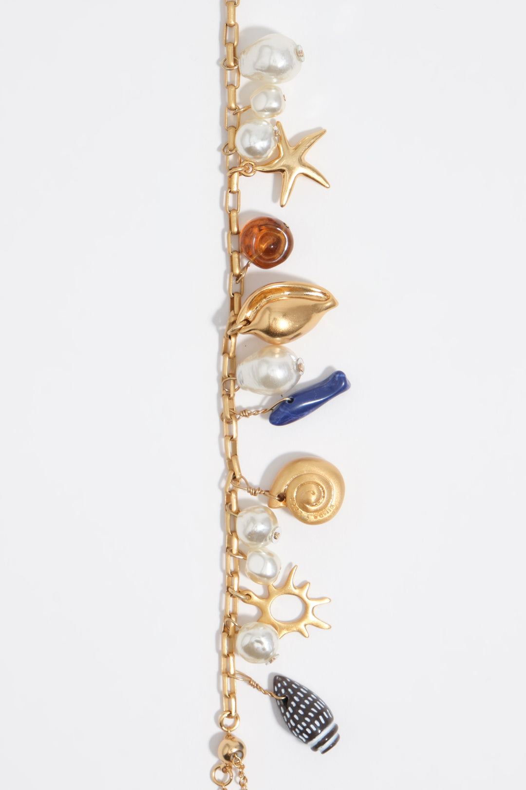 Matte gold pearl and seashell bracelet